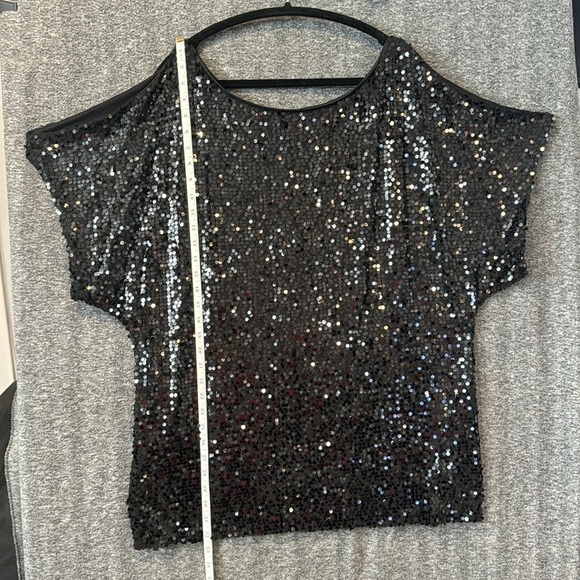Adrianna Papell Black sequin formal cold shoulder plus size blouse top 3X - Picture 12 of 13